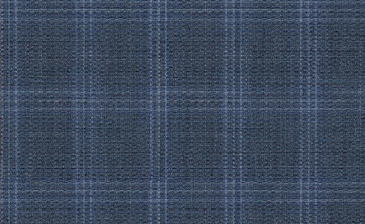 61036/G3-21814 Tropical Teal With Blue Check Suit Fabric