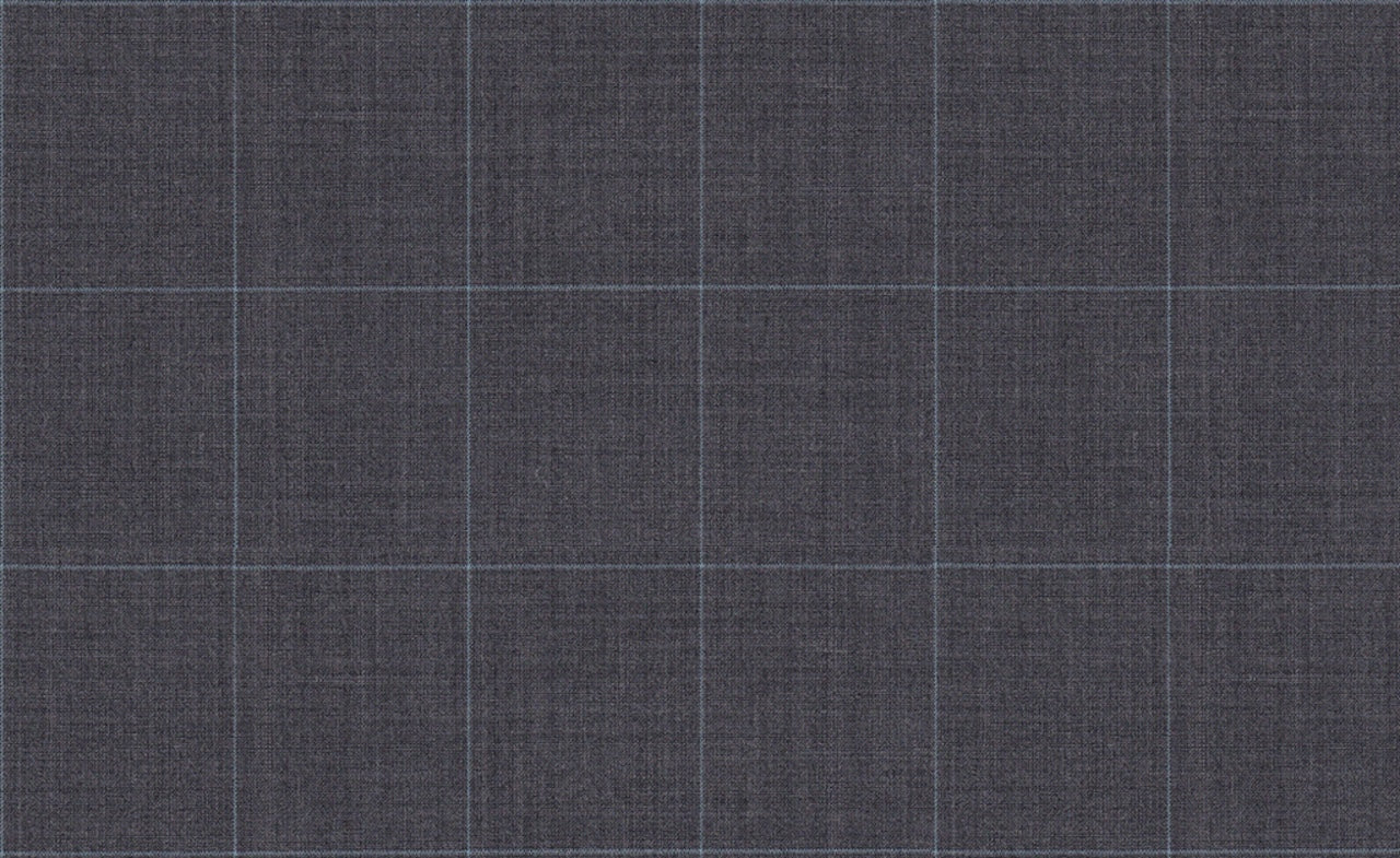 61041/G3-21819 Grey With Light Blue Check Suit Fabric