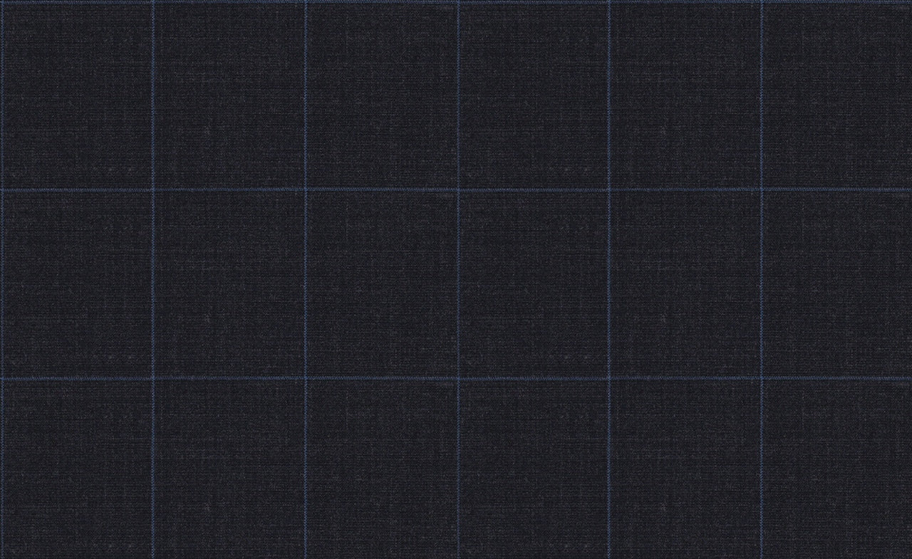 61042/G3-21820 Dark Grey With Blue Check Suit Fabric