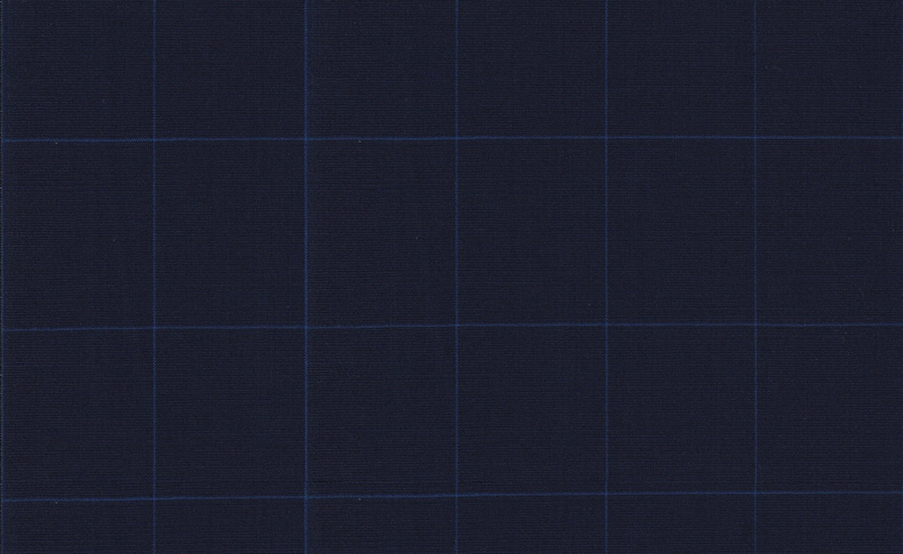 61043/G3-21821 Navy Blue With Blue Check Suit Fabric