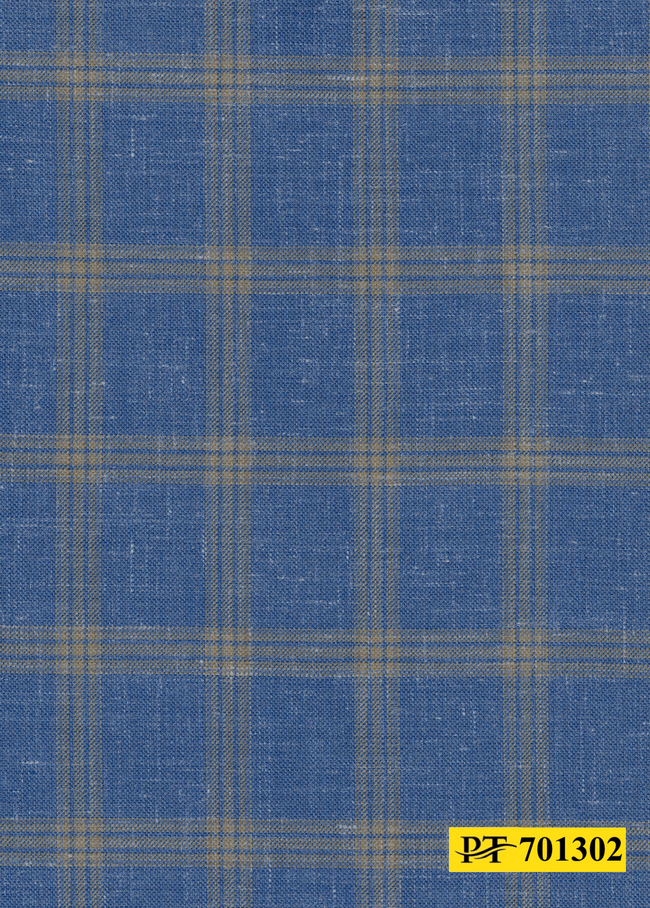 701302/P3-22099 Blue With Tan Check Pants Fabric