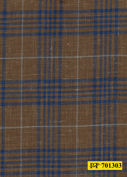 701303/P3-22100 Copper With Blue Check Suit Fabric