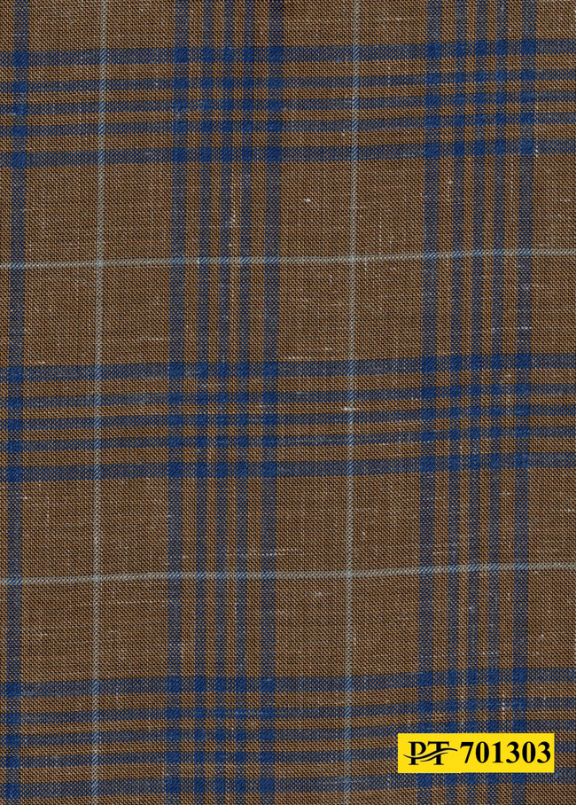 701303/P3-22100 Copper With Blue Check Pants Fabric