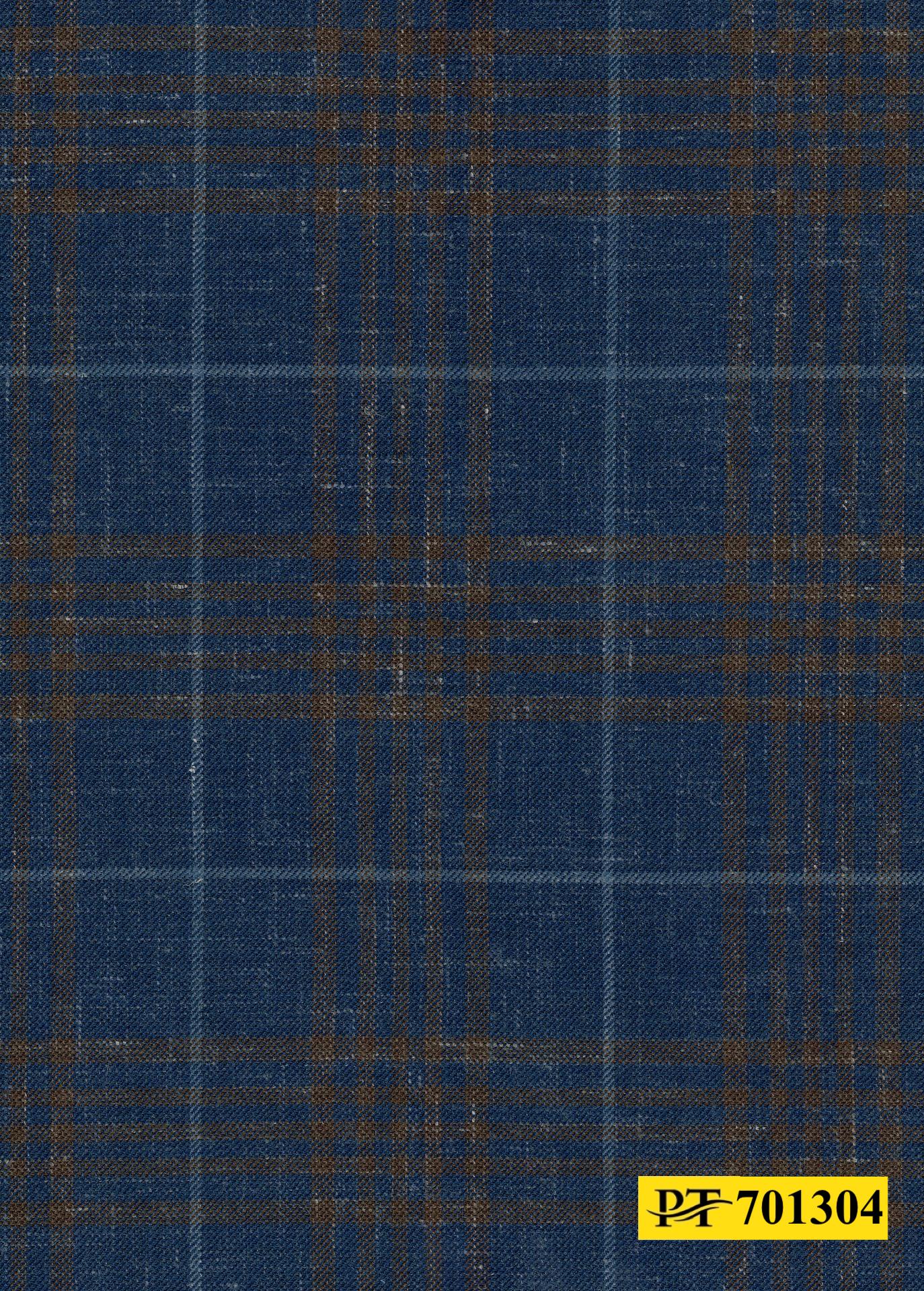 701304/P3-22101 Navy With Brown & Light Blue Check Pants Fabric
