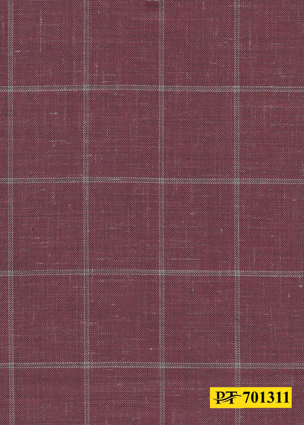701311/P3-22108 Cherry Wine With Cream Check Suit Fabric