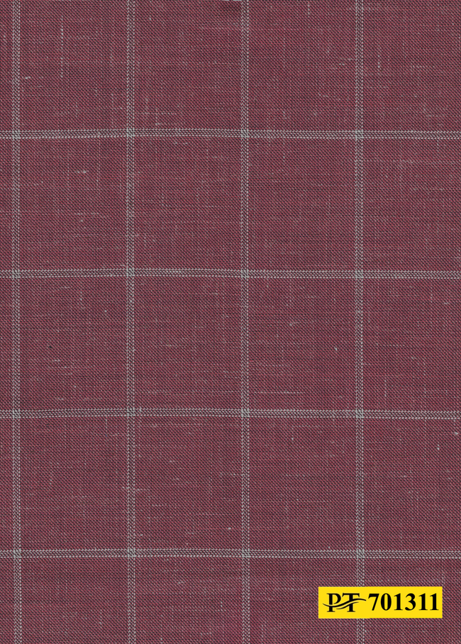 701311/P3-22108 Cherry Wine With Cream Check Jacket Fabric