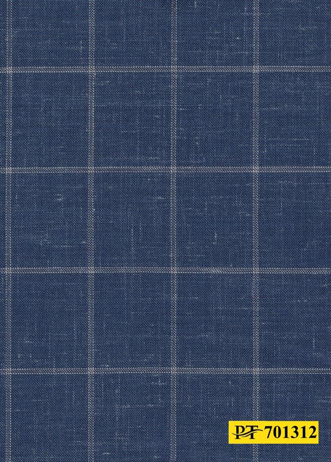 701312/P3-22109 Blue With Cream Check Jacket Fabric
