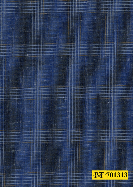 701313/P3-22110 Royal Blue With Light Blue & Brown Check Jacket Fabric