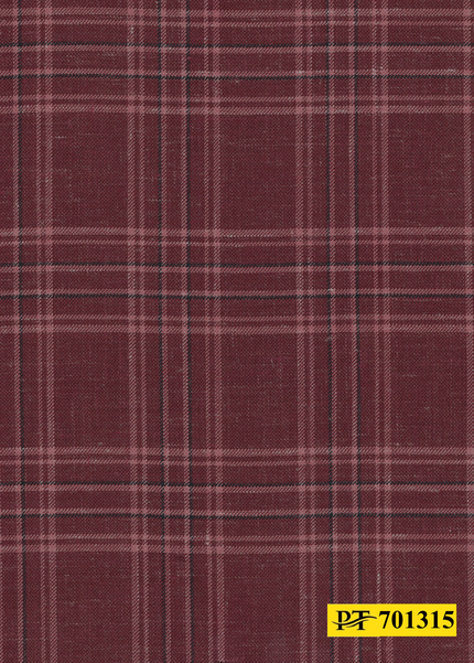701315/P3-22112 Burgundy With Black & Light Pink Check Suit Fabric