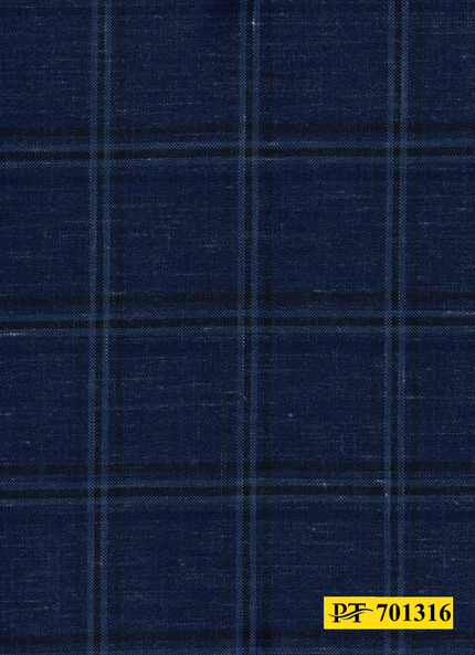 701316/P3-22113 Navy With Light Blue & Black Check Jacket Fabric
