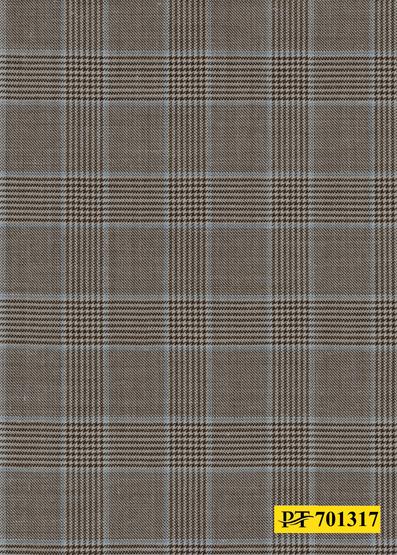 701317/P3-22114 Brown & Light Blue Houndstooth Check Pants Fabric