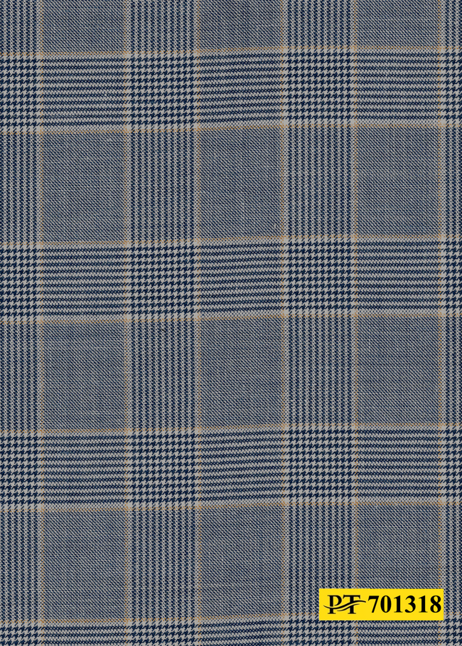 701318/P3-22115 Navy & Gold Check Jacket Fabric