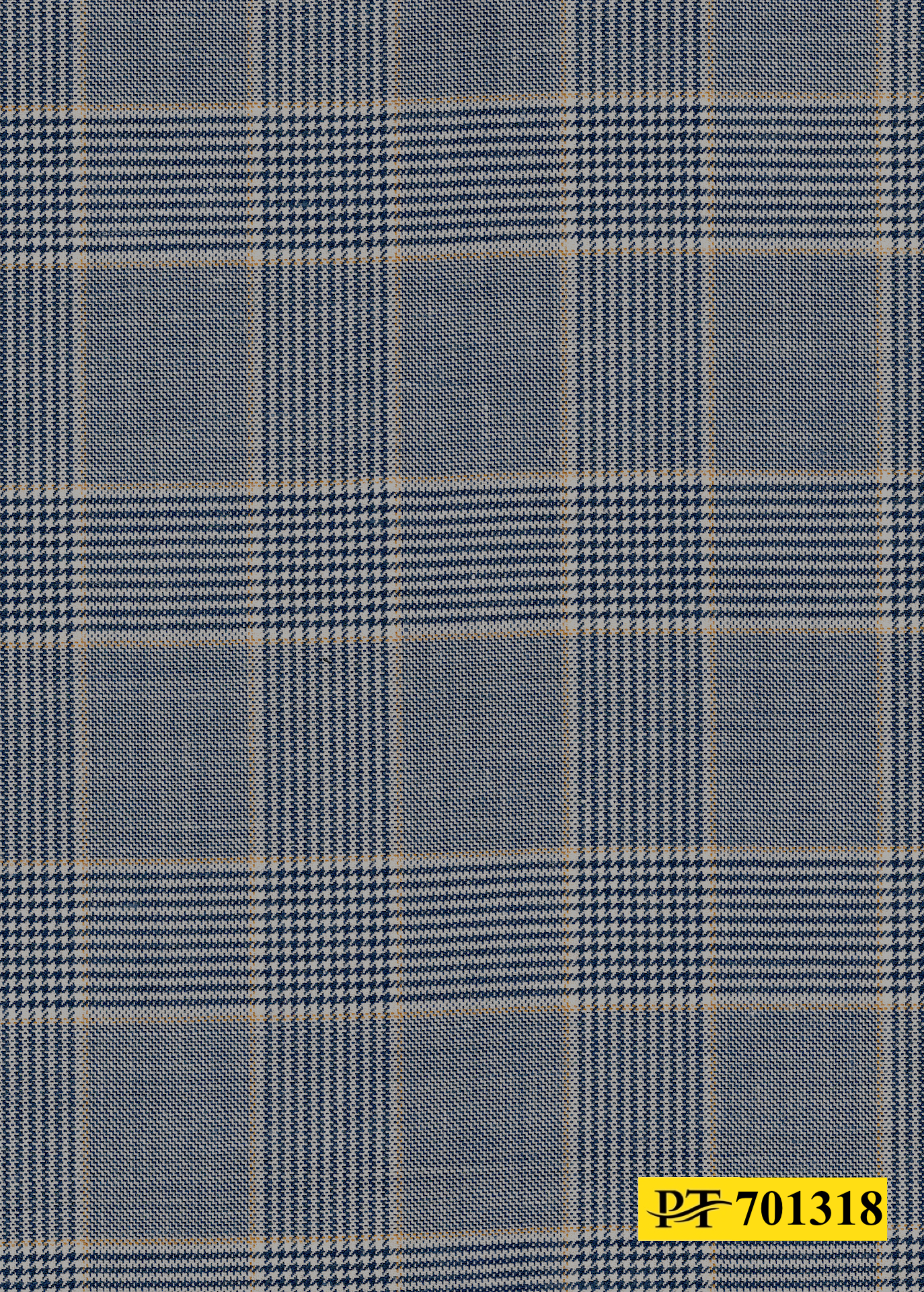 701318/P3-22115 Navy & Gold Check Suit Fabric