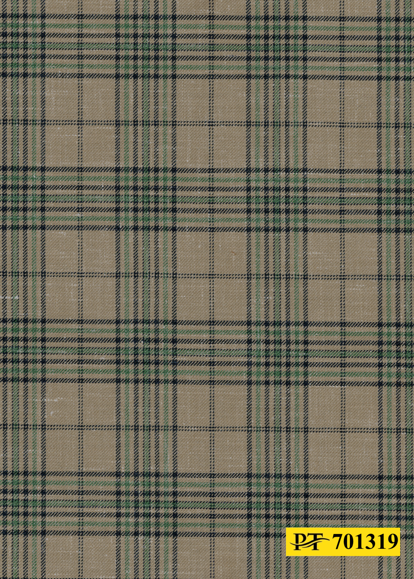 701319/P3-22116 Tan With Navy & Green Check Pants Fabric