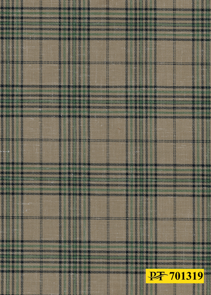 701319/P3-22116 Tan With Navy & Green Check Suit Fabric
