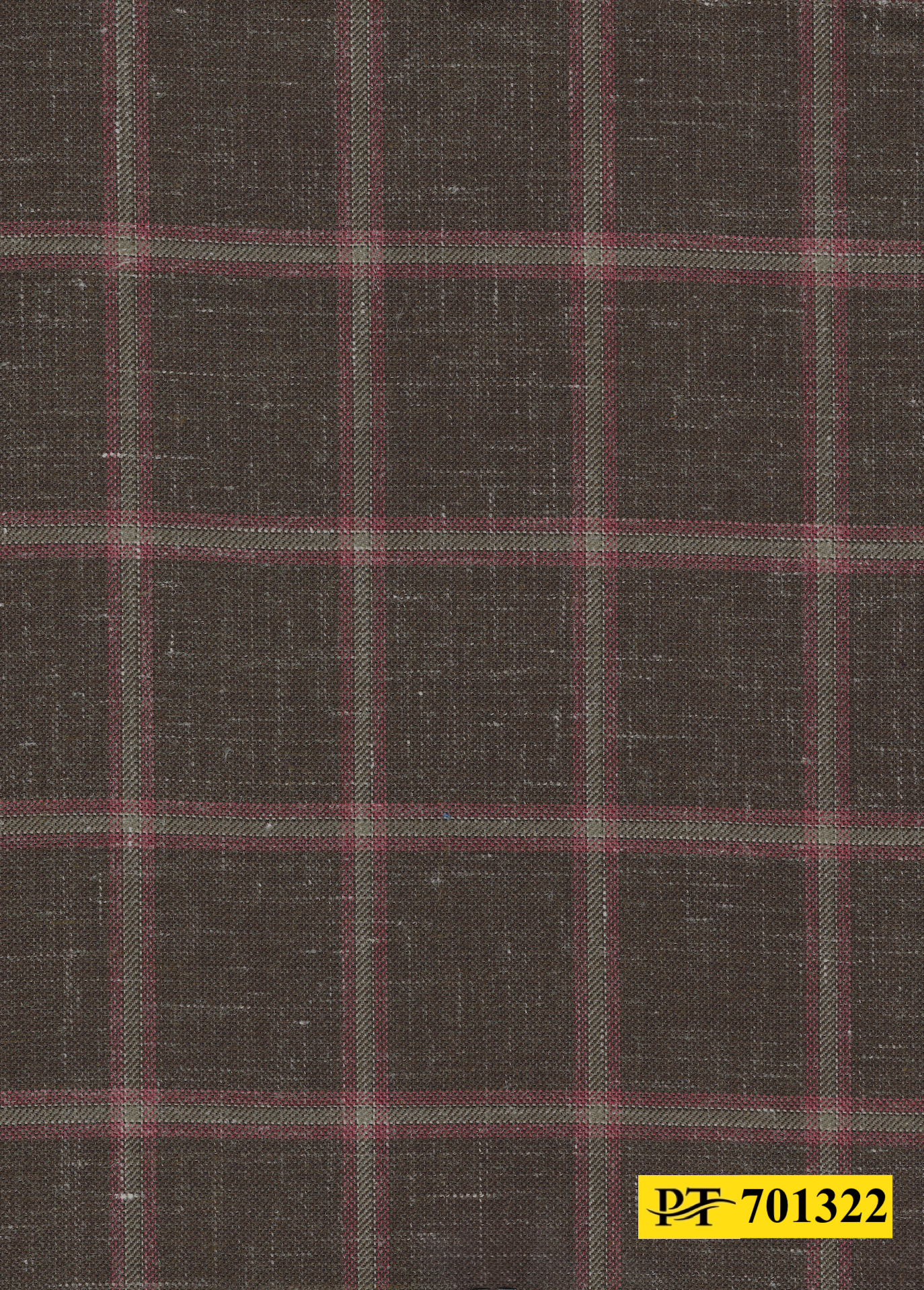 701322/P3-22119 Chocolate Brown With Red Check Suit Fabric
