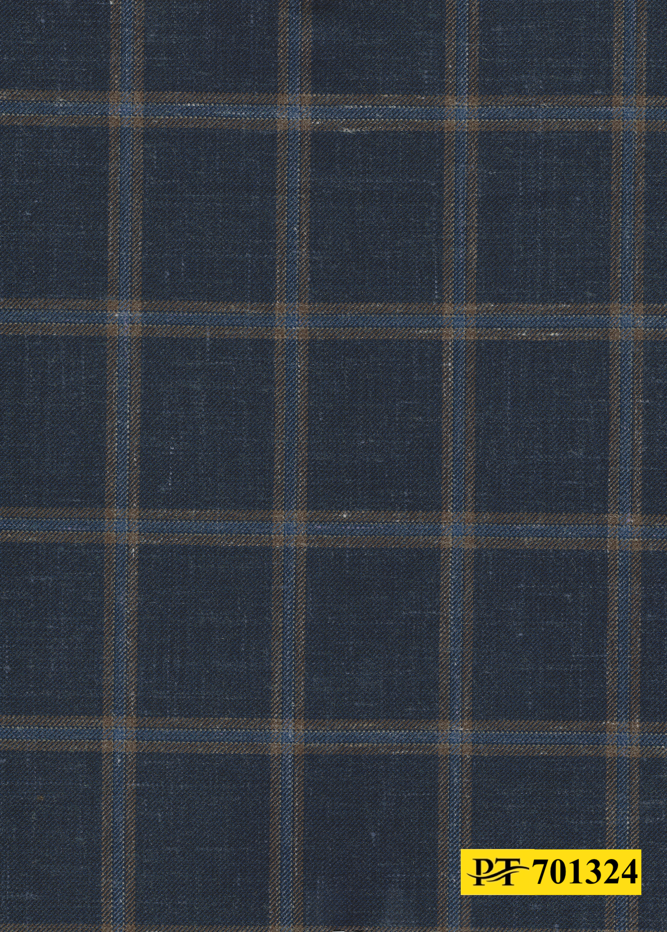 701324/P3-22121 Navy With Brown Check Jacket Fabric