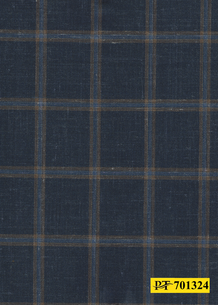 701324/P3-22121 Navy With Brown Check Jacket Fabric