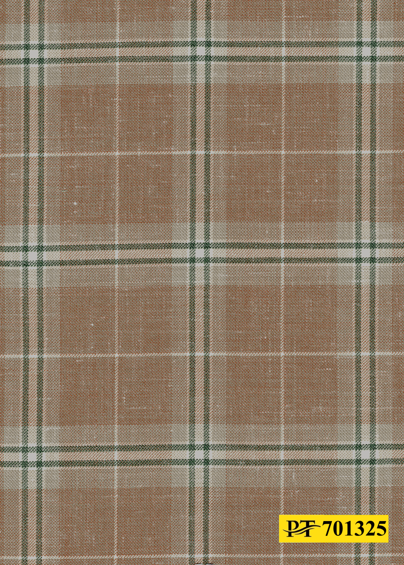 701325/P3-22122 Light Brown With Green & Cream Check Pants Fabric