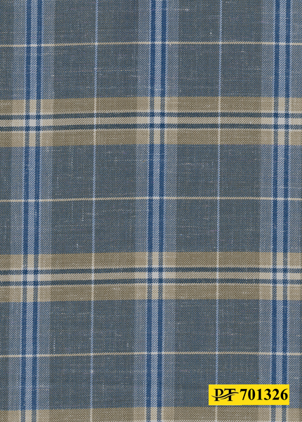 701326/P3-22123 Blue Grey With Navy & Cream Check Suit Fabric