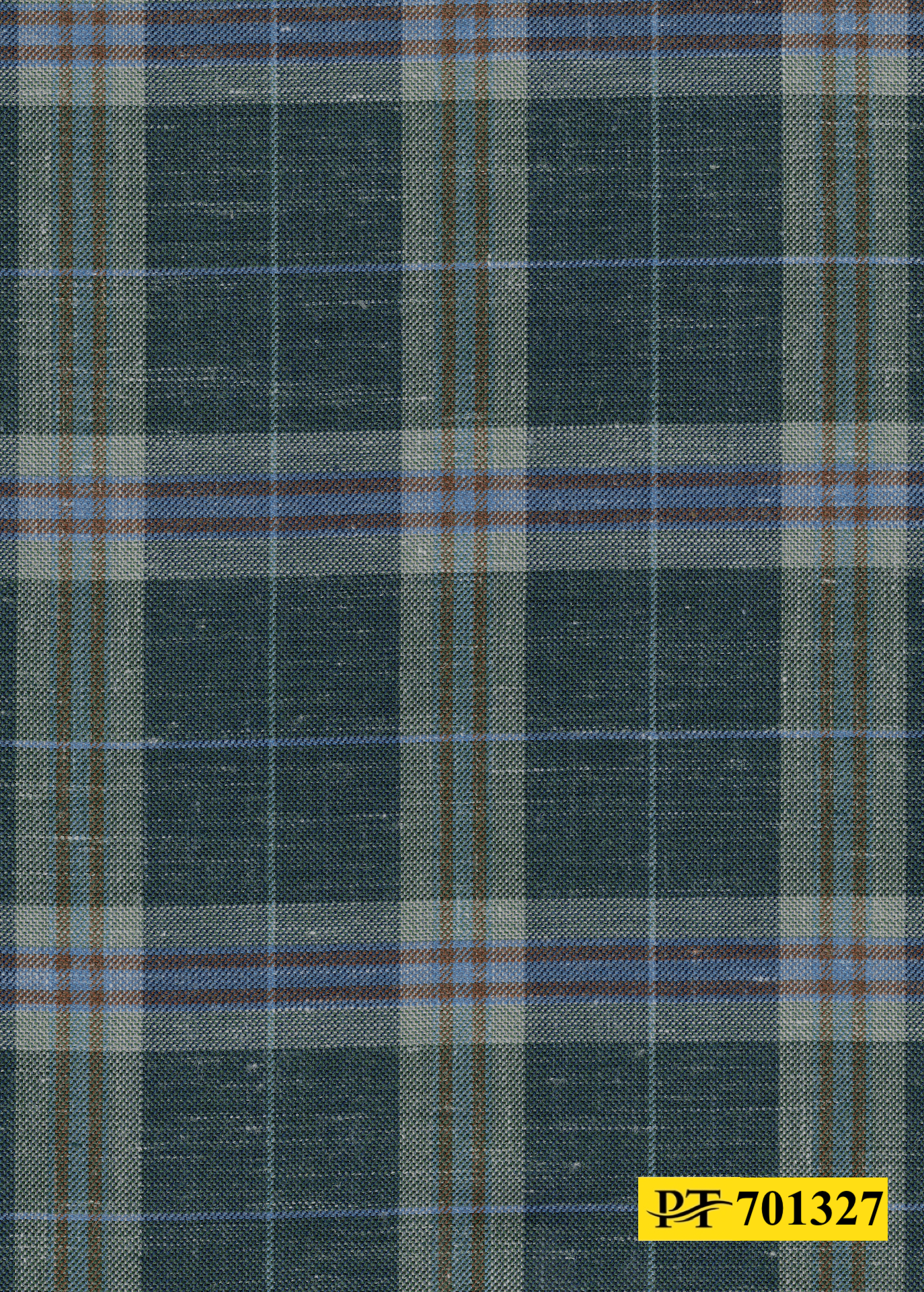 701327/P3-22124 Dark Teal With Light Blue & Copper Check Suit Fabric