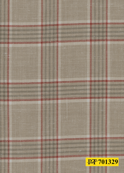 701329/P3-22126 Tan With Red Check Jacket Fabric