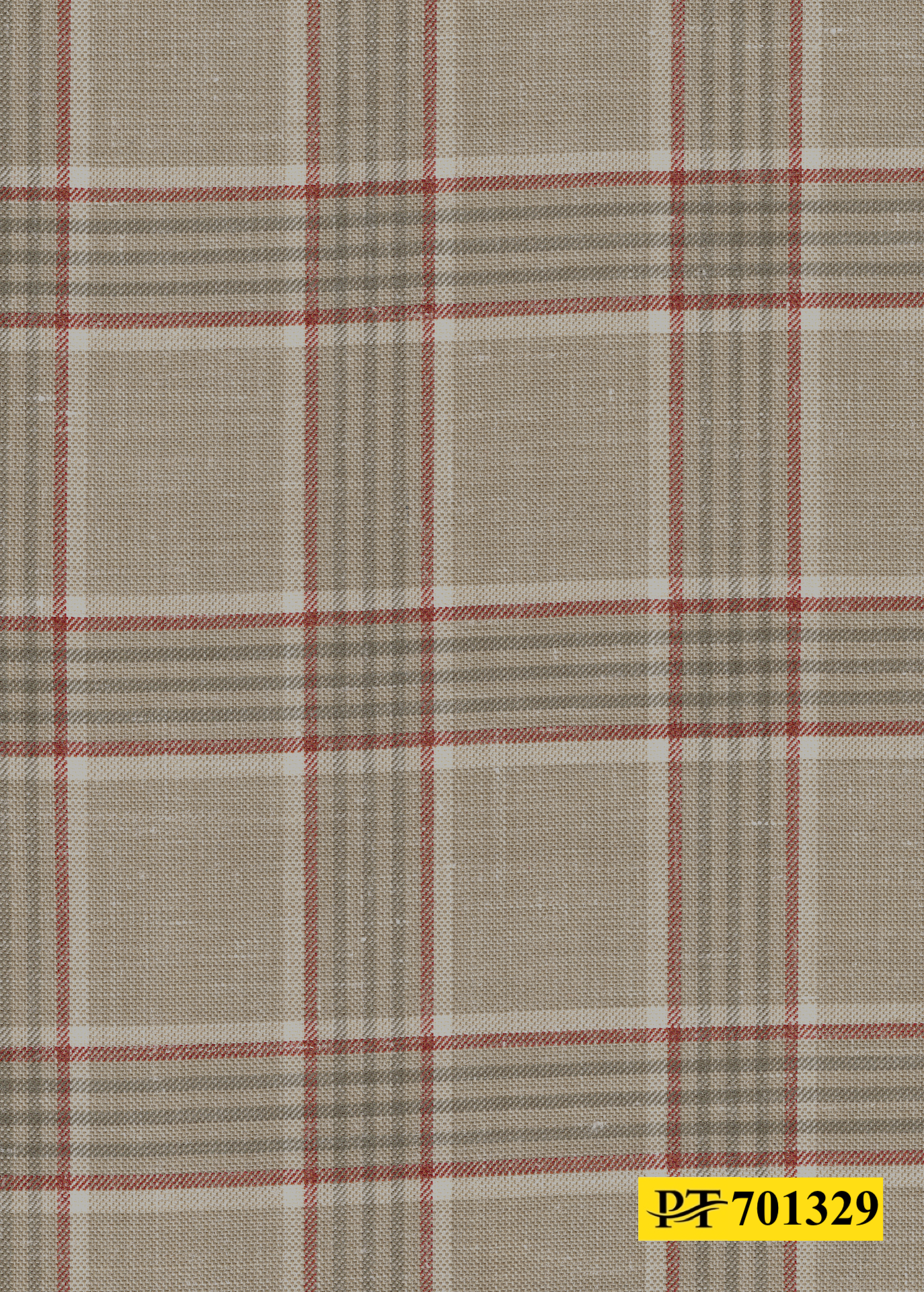 701329/P3-22126 Tan With Red Check Suit Fabric