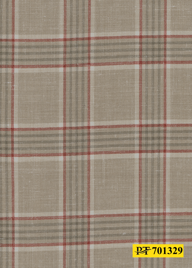 701329/P3-22126 Tan With Red Check Vest Fabric