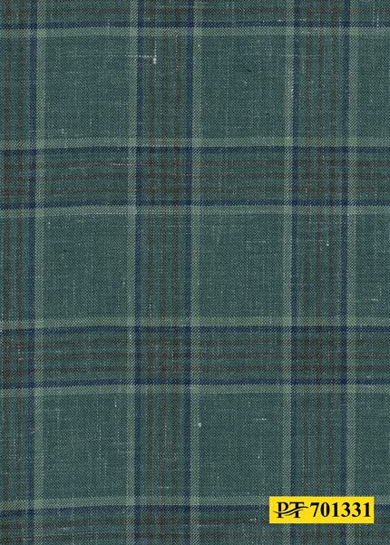 701331/P3-22128 Green With Navy & Brown Check Suit Fabric