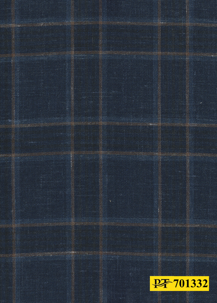 701332/P3-22129 Navy With Brown Check Jacket Fabric