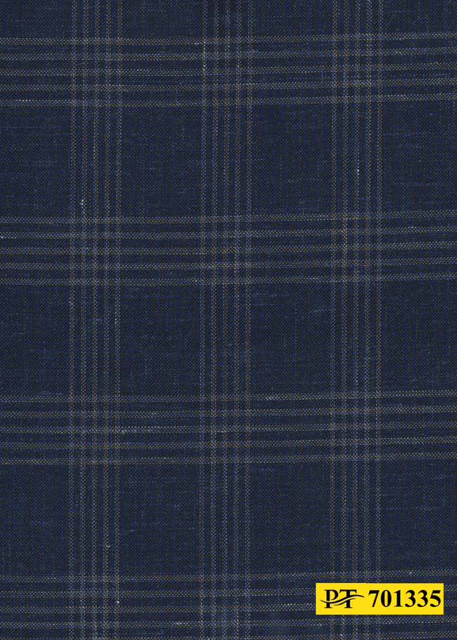 701335/P3-22132 Navy & Tan Check Jacket Fabric