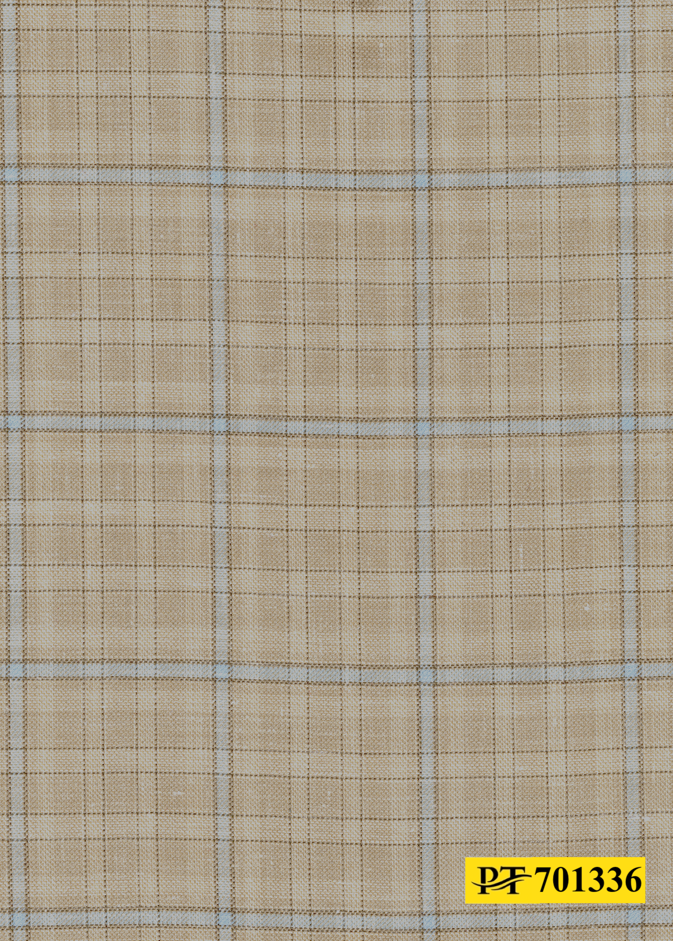 701336/P3-22133 Tan With Light Blue Check Jacket Fabric