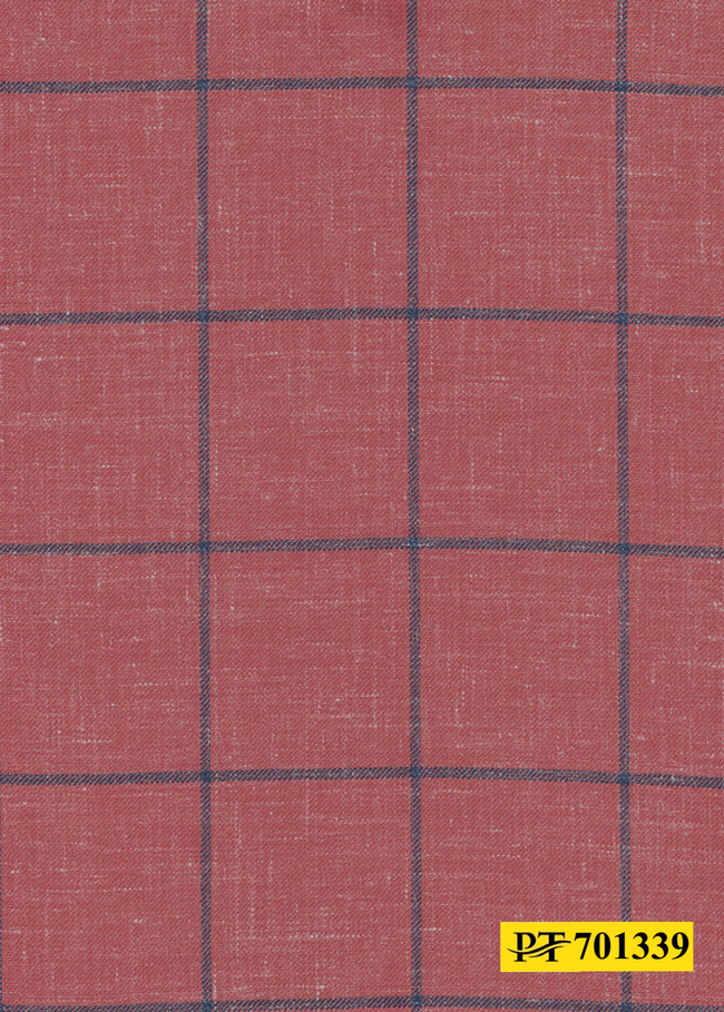 701339/P3-22136 Persian Red With Blue Check Suit Fabric