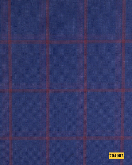 704002/P3-17857 Blue With Maroon Check Suit Fabric