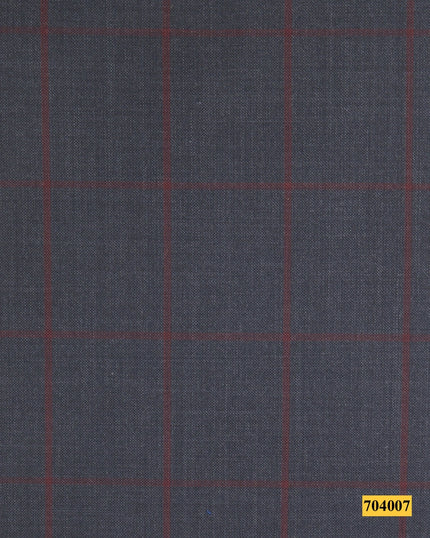 704007/P3-17862 Grey With Maroon Check Jacket Fabric