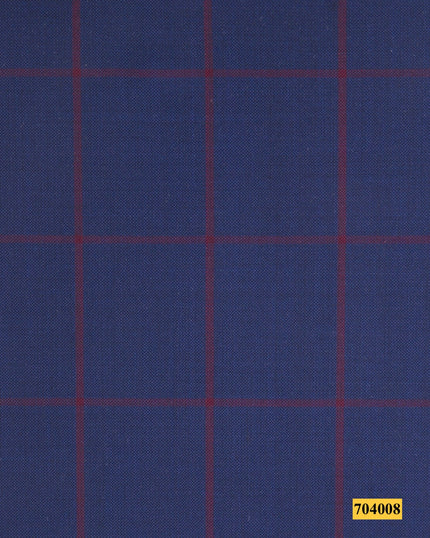 704008/P3-17863 Blue With Maroon Check Suit Fabric