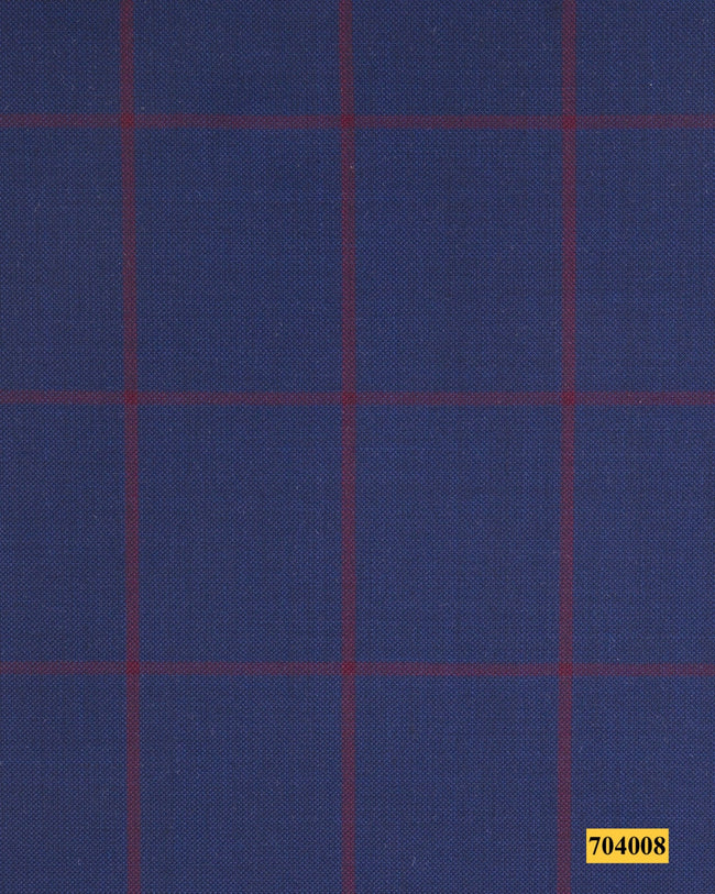 704008/P3-17863 Blue With Maroon Check Vest Fabric