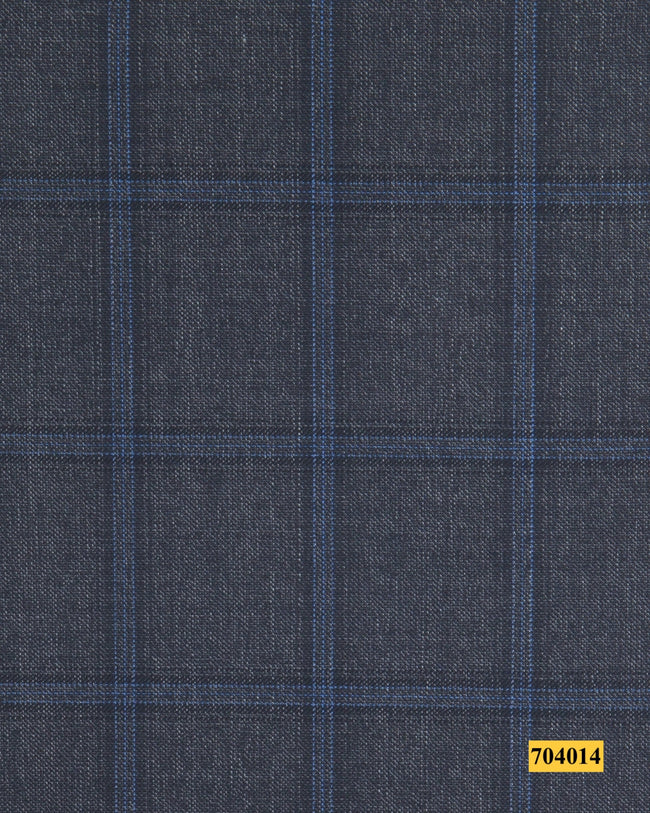 704014/P3-17869 Dark Grey With Blue Check Jacket Fabric