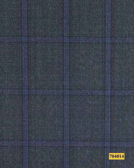 704014/P3-17869 Dark Grey With Blue Check Suit Fabric