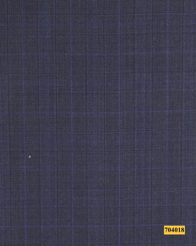 704018/P3-17873 Dark Grey With Blue Check Suit Fabric