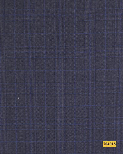 704018/P3-17873 Dark Grey With Blue Check Jacket Fabric