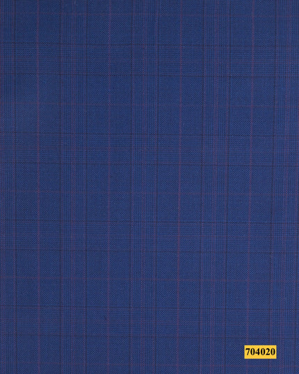 704020/P3-17875 Blue With Mulberry Check Suit Fabric