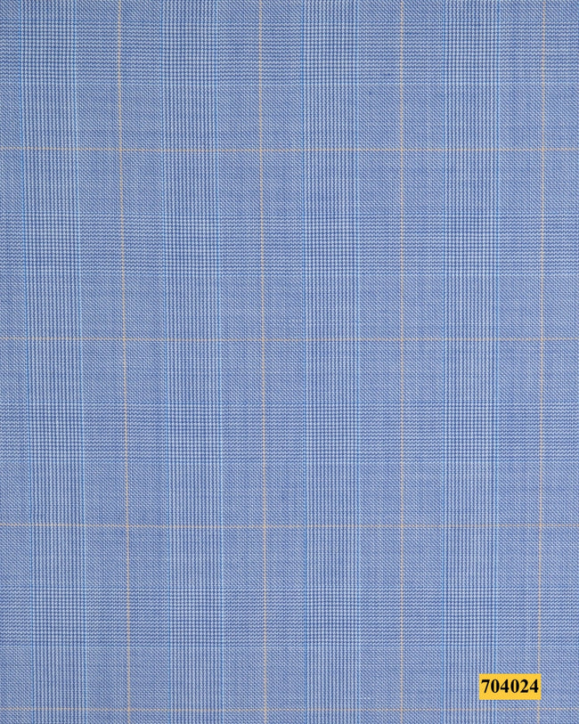 704024/P3-17879 Light Blue With Tan Check Pants Fabric
