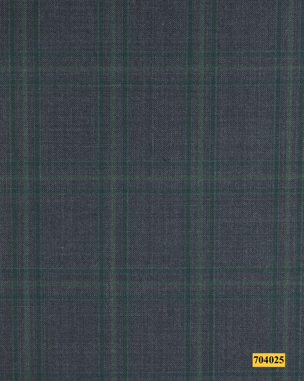 704025/P3-17880 Dark Grey With Green Check Suit Fabric