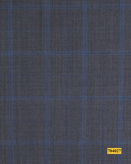 704027/P3-17882 Dark Grey With Blue Check Suit Fabric
