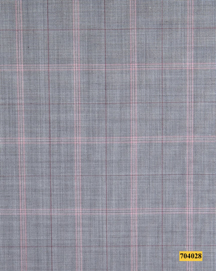 704028/P3-17883 Light Grey With pink Check Suit Fabric