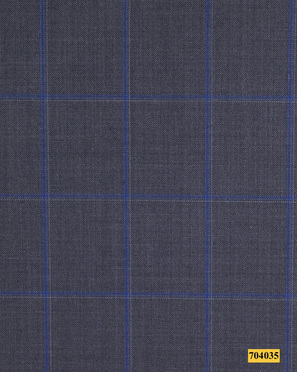 704035/P3-17890 Grey With Blue Check Suit Fabric