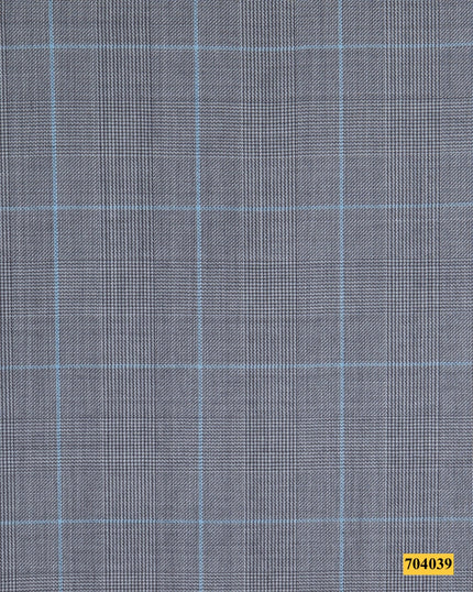 704039/P3-17894 Grey With Electric Blue Check Jacket Fabric