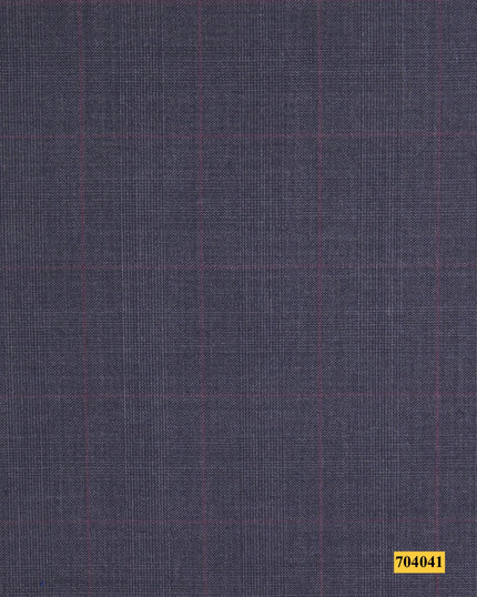 704041/P3-17896 Dark Grey With Maroon Check Suit Fabric