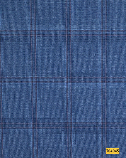 704045/P3-17900 Blue With Burgundy Check Suit Fabric